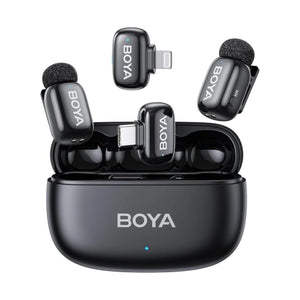 Mikrofon BOYA mini 2-01, bežični, USB C, Lightning, crni